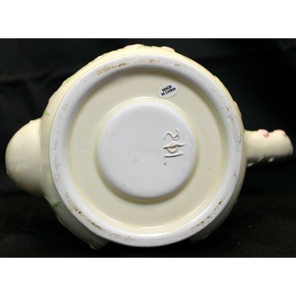 Floral Pink Teapot Tart Warmer Tealight Candle Holder Rose Romantic Cottage Whit - Picture 8 of 10